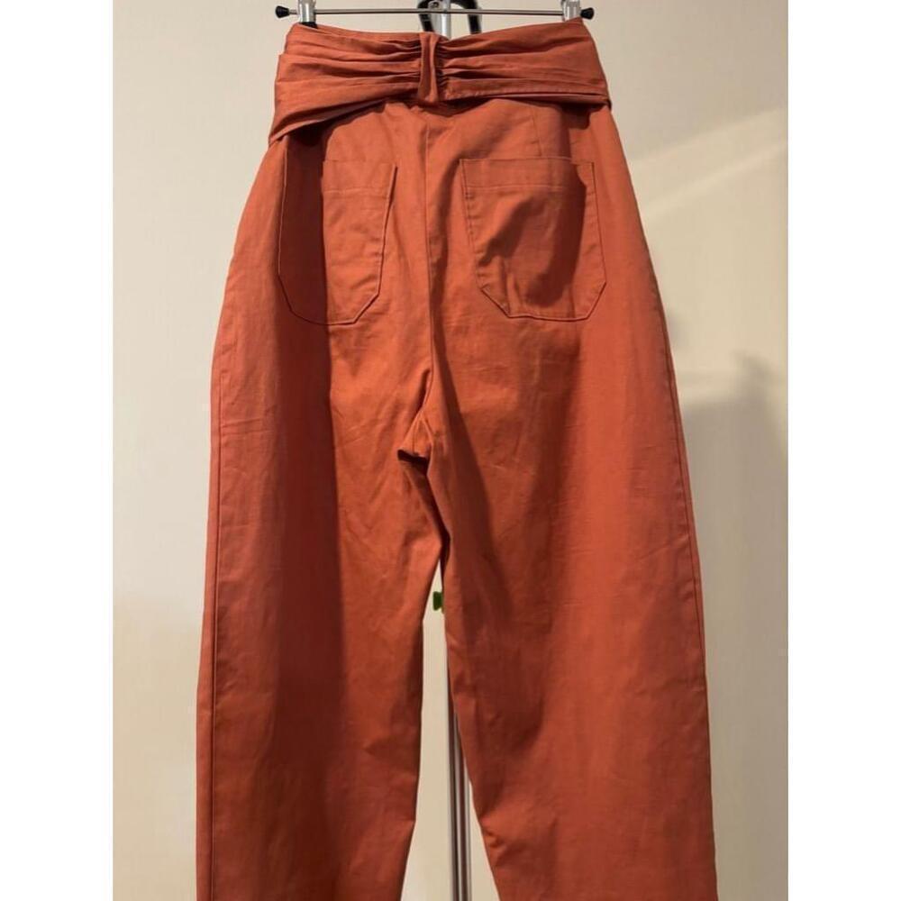 Women's Cartonnier Brown Bow Tie Waist Pants Size 6 - Picture 7 of 8